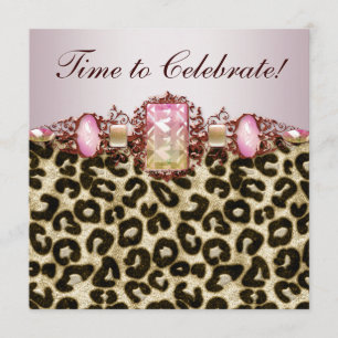 Elegante Pink-Gold-Rosa-Leoparden-Geburtstagsfeier Einladung