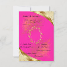 Elegante Pink & Gold RSVP-Karte