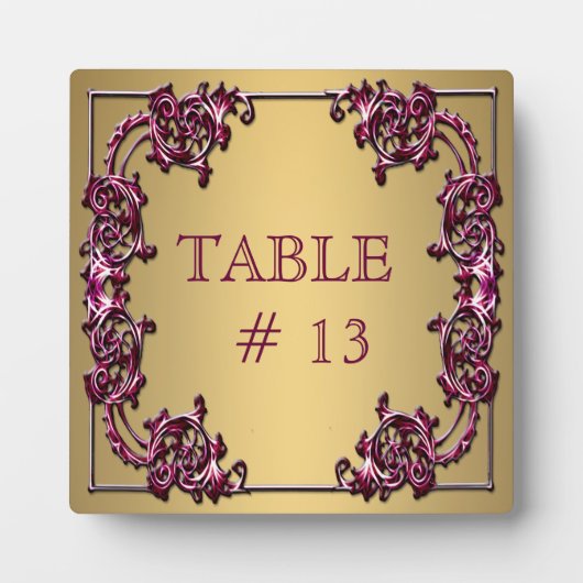 Elegante PINK GOLD Tischnummer auf robuster Plaque Fotoplatte (Vorderseite)