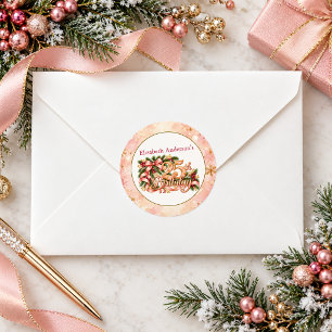 Elegante Pink-Gold-Weihnachts-25. Geburtstag Runder Aufkleber