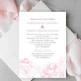 Elegante Pink Gray Floral Peony Wedding Einladung