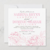 Elegante Pink Gray Floral Peony Wedding Einladung (Vorderseite)