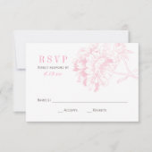 Elegante Pink Gray Floral Peony Wedding RSVP Karte (Vorderseite)