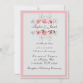 Elegante Pink Gray Floral Script Hochzeit Einladung (Vorderseite)
