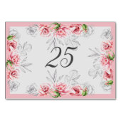 Elegante Pink Gray Floral Script Hochzeit Tischnummer (Rückseite)