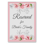 Elegante Pink Gray Floral Script Hochzeit Tischnummer (Rückseite)