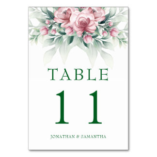 Elegante Pink Greenarry Moderne Hochzeit Tischnummer