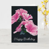 Elegante Pink Hollyhock Malva Blume Karte (Gelbe Blume)