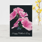 Elegante Pink Hollyhock Malva Blume Karte (Gelbe Blume)