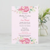 Elegante Pink Hydrangea Blumen Geburtstag  Einladung (Stehend Vorderseite)