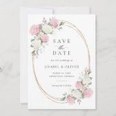 Elegante Pink Hydrangea Hochzeit Save the Date Einladung (Vorderseite)