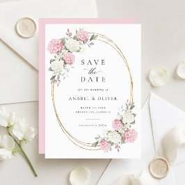 Elegante Pink Hydrangea Hochzeit Save the Date Einladung