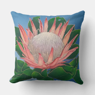 Elegante Pink King Protea   Botanische Blumenkunst Kissen