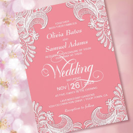 Elegante Pink Lace Wedding Einladung