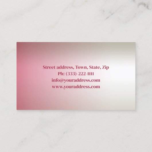 Elegante Pink Lady Beauty Salon Business Card Visitenkarte (Rückseite)