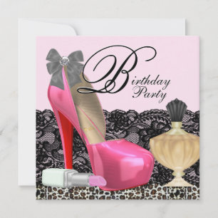 Elegante Pink Leopard Geburtstagsparty Einladung