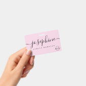 Elegante Pink-Logo-Skriptname Ausweis (Handheld)