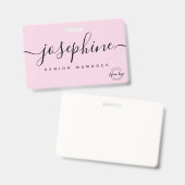 Elegante Pink-Logo-Skriptname Ausweis (Vorder- & Rückseite)