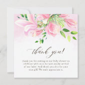 Elegante Pink Magnolia Watercolor Babydusche Dankeskarte (Vorderseite)