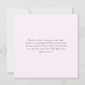 Elegante Pink Magnolia Watercolor Babydusche Dankeskarte (Rückseite)