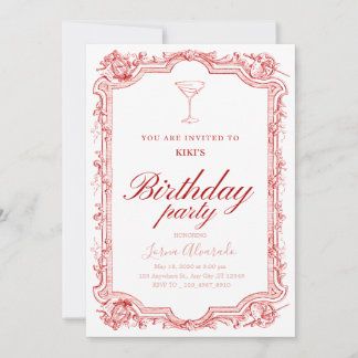 Elegante Pink-Martini-Chic-Geburtstagsfeier für Er Einladung