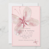 Elegante Pink Mauve Watercolor Butterfly Wedding Einladung (Vorderseite)