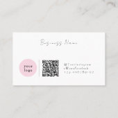 Elegante Pink Minimalist mit QR-Code Visitenkarte (Rückseite)