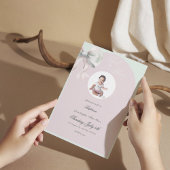 Elegante Pink Mint Bow Taufe für Baby Girl Einladung