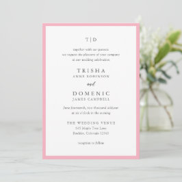 Elegante Pink-Monogramm-Moderne Hochzeit Einladung