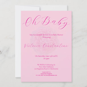 Elegante Pink Oh Baby Script Pfingstrose Baby-Einl Einladung
