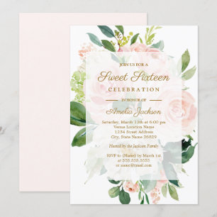 Elegante Pink Peach Bloom Sweet Sixteen Einladung