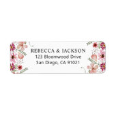 Elegante Pink Peach Grüne Rücksendeadresse (Vorne)