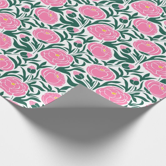 Elegante Pink Peony Blume Geschenkpapier (Ecke)