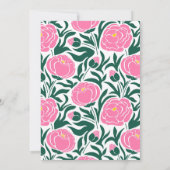 Elegante Pink Peony Blume Hochzeit Einladung (Rückseite)