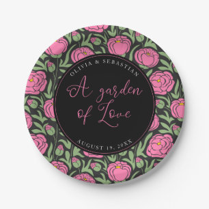 Elegante Pink Peony Blume Hochzeit Pappteller