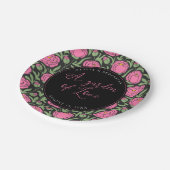 Elegante Pink Peony Blume Hochzeit Pappteller (Schrägansicht)