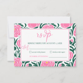 Elegante Pink Peony Blume Hochzeit RSVP Karte