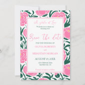 Elegante Pink Peony Blume Hochzeit Save The Date (Vorderseite)