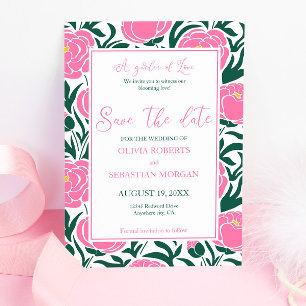 Elegante Pink Peony Blume Hochzeit Save The Date