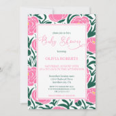 Elegante Pink Peony Blume Kinderdusche Einladung (Vorderseite)