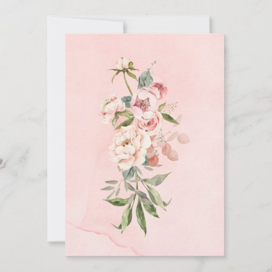 Elegante Pink Peony Floral Engagement Party Einladung (Rückseite)