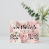 Elegante Pink Peony Wedding Save the Date Postkarte (Stehend Vorderseite)