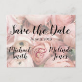 Elegante Pink Peony Wedding Save the Date Postkarte (Vorderseite)