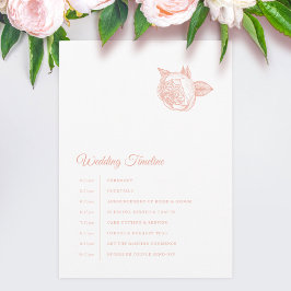 Elegante Pink Peony Wedding Timeline Programm
