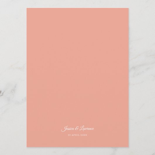 Elegante Pink Peony Wedding Timeline Programm (Rückseite)
