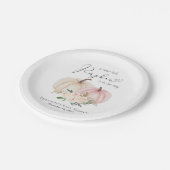 Elegante Pink Pumpkin Floral Baby Girl Dusche Pappteller (Schrägansicht)