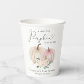 Elegante Pink Pumpkin Floral Girl Baby Shower Pappbecher (Rückseite)