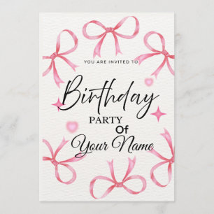 Elegante Pink Ribbon Geburtstagsparty-Einladung Einladung