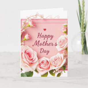 Elegante Pink-Rosen-Grußkarte zum Muttertag Karte
