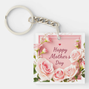 Elegante Pink-Rosen-Grußkarte zum Muttertag Schlüsselanhänger